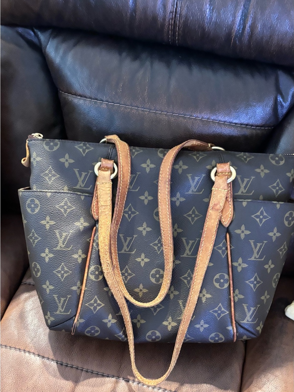 Louis Vuitton Monogram Canvas Tote in Brown with Natural Vachetta Handles